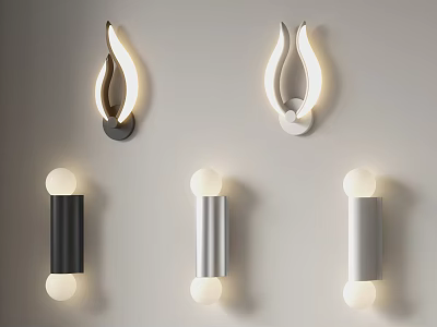 Modern Decorative Wall Lamps With Various Styles In Black Silver White Illuminated Design 3d model