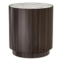 Modern Round Coffee Table With Marble Top And Dark Wooden Frame 3d model
