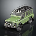 Green Classic Off Road Vehicle With Roof Rack And Round Headlights