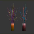 Colorful Decorative Household Items With Colored Sticks On Sleek Reflective Surface