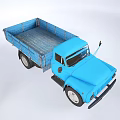 Blue Vintage Utility Truck With Wooden Cargo Bed