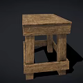 Rustic Wooden Stool with Square Top Solid Wood Legs and Natural Wood Grain