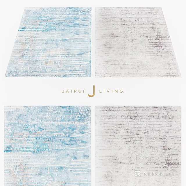 Jaipur Living Modern Square Rugs With Blue And White Textured Design For Interior Decor 3d model 