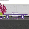 Modern Road Facility Bus Shelter With Canopy Seating Information Map And Trees 3d model