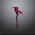 Purple Pink Sci Fi Scythe Weapon With Glowing Red Details And Long Handle