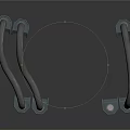 Pair of Black Metal Industrial Devices With Curved Handles And Solid Construction