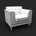 Modern Beige Fabric Single Sofa Featuring Button Tufted Back Square Arms And Dark Legs 3d model