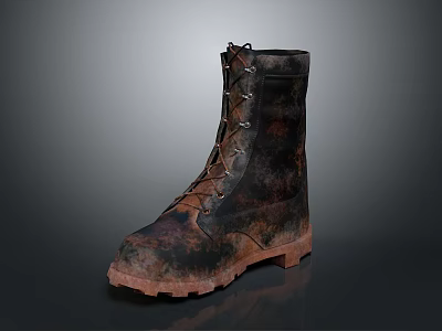 Rugged Laced Up Outdoor Boots With Textured Upper And Durable Brown Sole 3d model