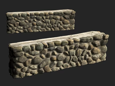 Building Exterior Wall with Natural Stone Masonry and Irregular Stone Texture 3d model