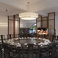 Modern Garden Space With White Walls Wooden Door Decorative Painting Circular Mirror Stones And Water