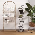 Modern Metal Bookshelves Gold And Black Multi Tier Design With Books Decor And Green Plant