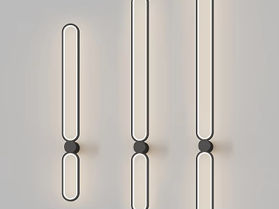 Modern Sleek Linear Wall Lamps With White Body And Black Base On Wall 3d model