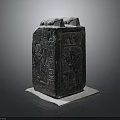 Ancient Stone Carved Structure Featuring Hieroglyphic Symbols And Relief Designs On Base 3d model