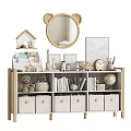 Children's Storage Unit With Teddy Bear Books Globe Clock And Decorative Items