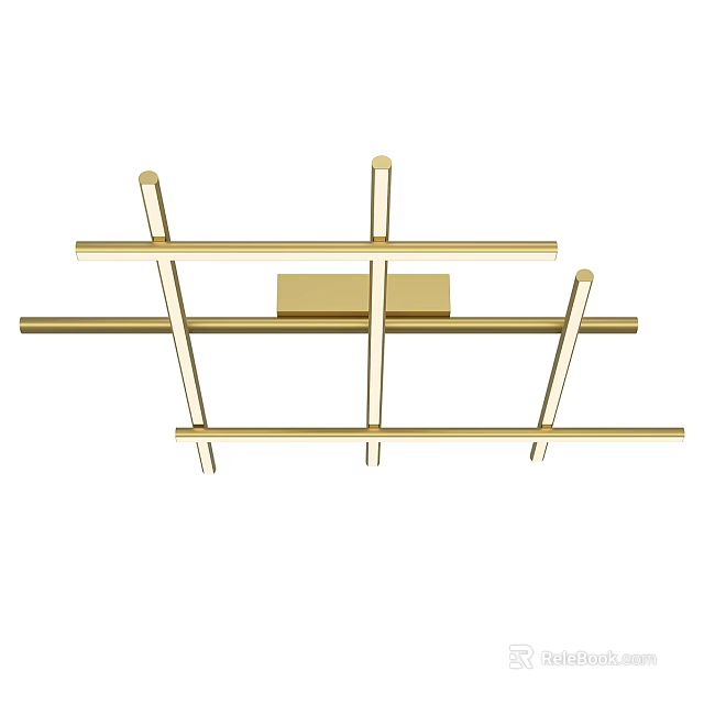 Modern Minimalist Golden Metal Frame Ceiling Light With Linear Geometric Structure Design 3d model