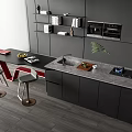 Stylish Modern Bar Counter Design With Black Cabinets Marble Top And Bar Stools
