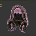 Gray Long Wavy Hair Overall Look With Gradient Gray Background 3d model