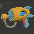 Colorful Toy Gun With Orange Body Blue Fan And Lighted Muzzle And Blue Handle Design