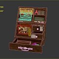 Medical Equipment Stored In Open Wooden Case With Multiple Compartments And Various Supplies