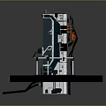 Dark Green Vertical Industrial Machine On White Square Platform With Control Panel
