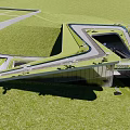 Modern Building Featuring Curved Grass Roof And Glass Facade In Grassland Area