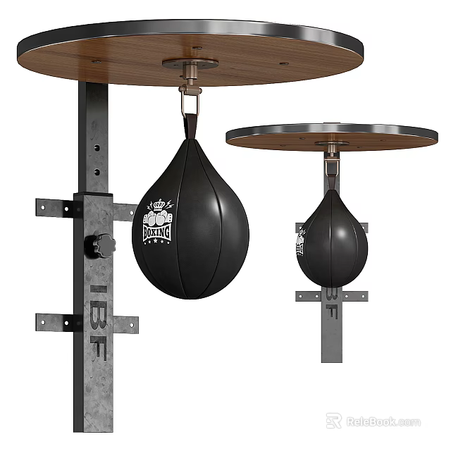 Boxing Speed Bags Sports Equipment With Metal Stand And Wooden Top For Training 3d model 