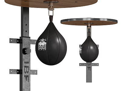 Boxing Speed Bags Sports Equipment With Metal Stand And Wooden Top For Training 3d model