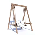 Wooden Playground Swing Set With Double Seats And Stable Frame Structure 3d model
