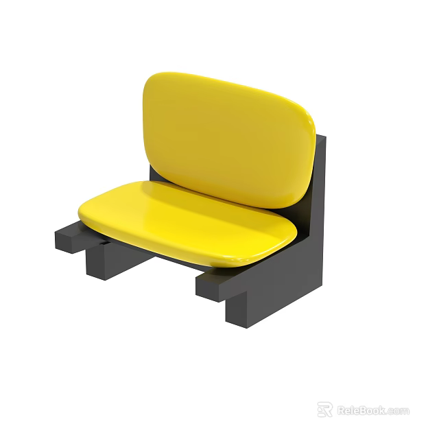 Yellow Seat With Curved Backrest And Black Base Structure Design 3d model