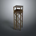 Wooden Observation Tower Featuring Ladder Elevated Platform And Support Beams Structure 3d model