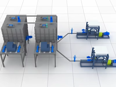 Industrial Equipment Production Line With Mechanical Components Conveyor Belts And Control Panels 3d model
