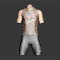 Giraffe Pattern Cycling Outfit with Namibia Logo Short Sleeves and Black Shorts