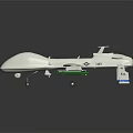 Military Fighter Drone With Long Wings Propeller And Underwing Hardpoints On Dark Background