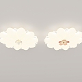 Simple cream wind ceiling lamp combination 3d model