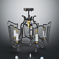 Stylish Black Metal Chandelier With Gold Accents And Transparent Glass Elements