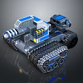 Futuristic Armored Tank With Blue Gray Color Tracks And Weapon