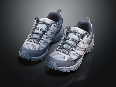 Gray And White Hiking Shoes With Breathable Mesh Upper And Non Slip Rubber Sole 3d model