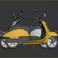Two White Blue and Yellow Black Scooters With Seats Rearview Mirrors On Dark Reflective Surface