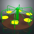 Kids Outdoor Playground Rotating Swing With Green Frame And Yellow Seats