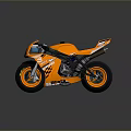 Orange Racing Motorcycle With Number 3 Sporty Design And Black Accent Details