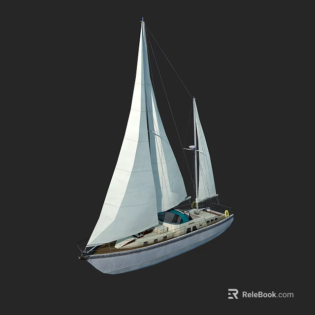 Beautiful Sailing Yacht With White Sails And Elegant Hull On Dark Backdrop 3d model 