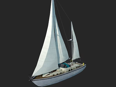 Beautiful Sailing Yacht With White Sails And Elegant Hull On Dark Backdrop 3d model