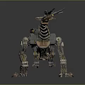Mechanical Dinosaur Robot Character With Metal Structure And Mechanical Parts