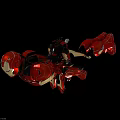 Rider Riding Red Armored Mechanical Creature With Mechanical Appendages And Features