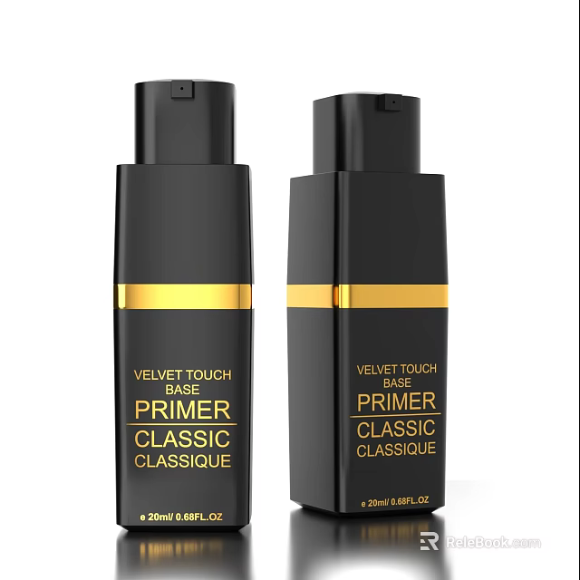 Velvet Touch Classic Daily Washing Products With Black Bottles And Gold Accents 3d model 