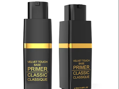 Velvet Touch Classic Daily Washing Products With Black Bottles And Gold Accents 3d model