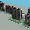 Modern Residential Complex With High Rise Buildings Greenery And Roads