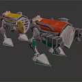 Futuristic Mechanical Creature With Multi Legged Metal Structure And Yellow Red Components