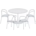 Modern Round Dining Table and Chair Set with Black And White Metal Frame Sleek Design