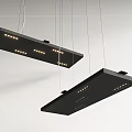 Modern Black Rectangular Pendant Lights With LED Bulbs Hanging From Ceiling 3d model